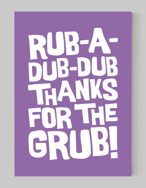 A portrait ‘rub-a-dub-dub’ giclée print, on white paper, using amethyst ink.