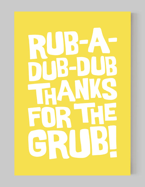 A portrait ‘rub-a-dub-dub’ giclée print, on white paper, using illuminating yellow ink.