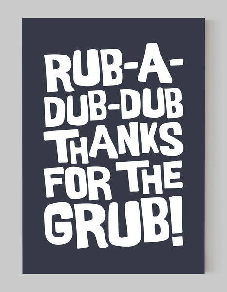A portrait ‘rub-a-dub-dub’ giclée print, on white paper, using inkwell ink.