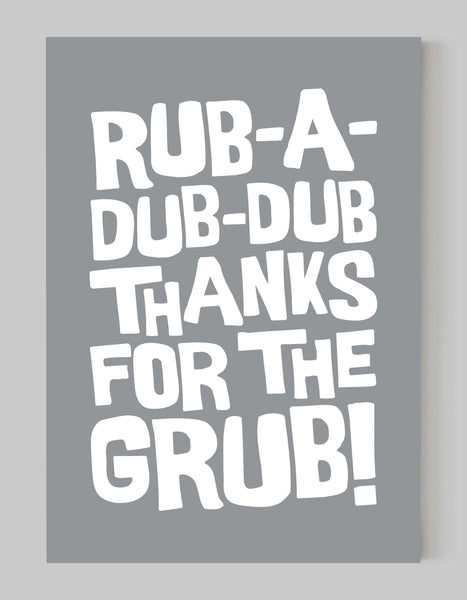 A portrait ‘rub-a-dub-dub’ giclée print, on white paper, using ultimate grey ink.
